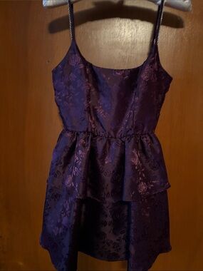 Lucy in the Sky Violet/Purple Floral Jacquard Peplum Mini Dress